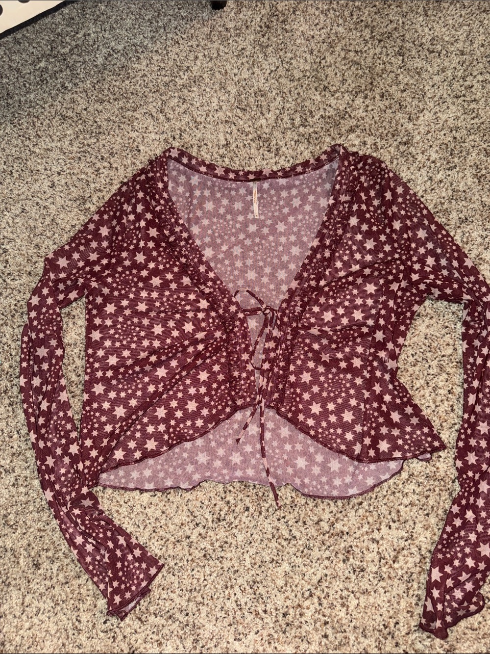 Free People Sheer Tie Front Top